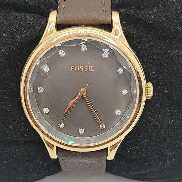FOSSIL BQ3393 Women's Brown Leather Analog Dial Quartz Genuine Wrist Watch BC50 - Picture 1 of 11